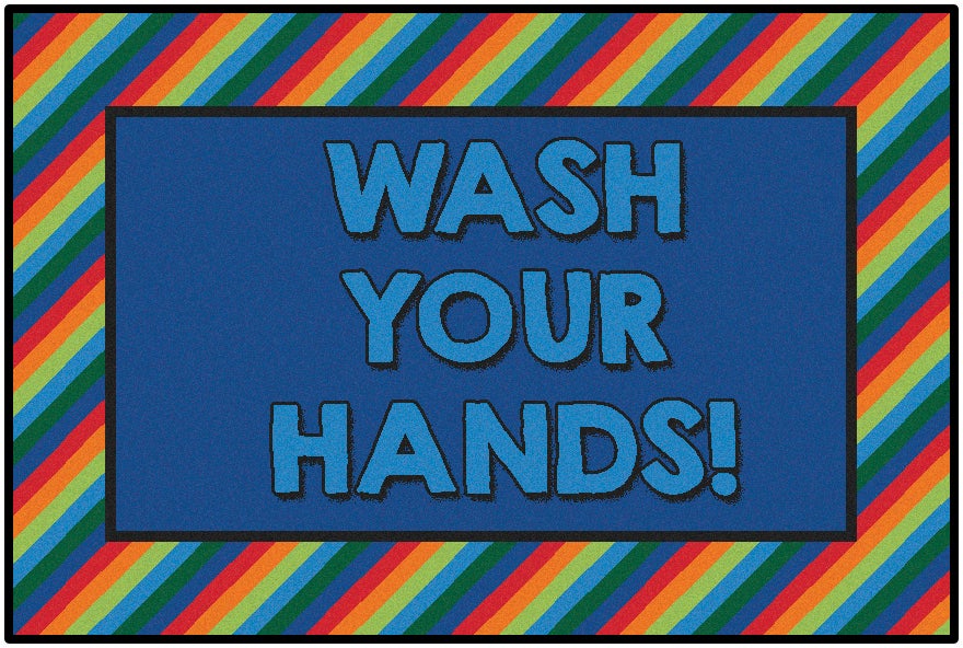 Rainbow Striped Sanitize and Wash Your Hands Mat — SKU 37.44