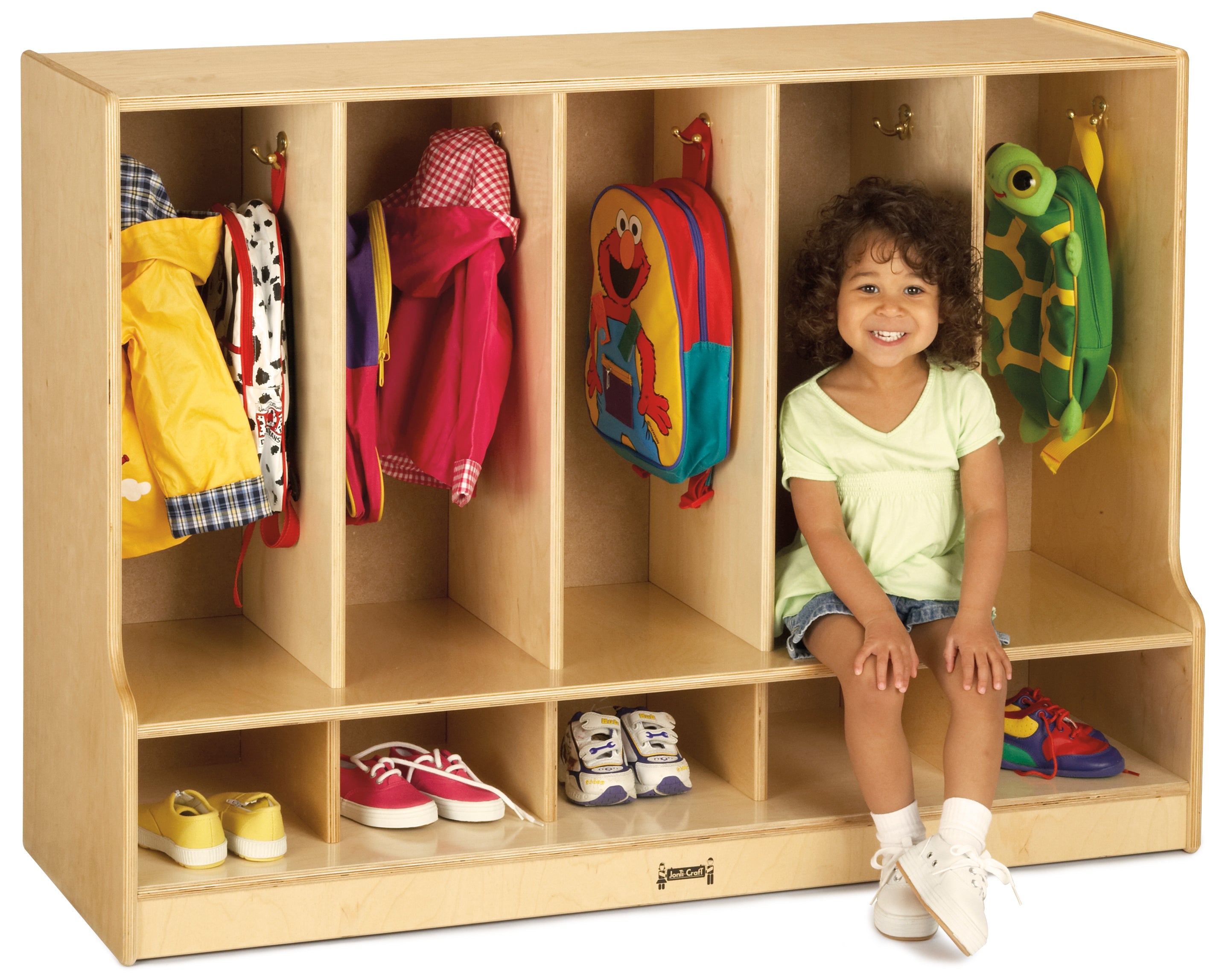 Jonti-Craft® Toddler 5 Section Coat Locker with Step