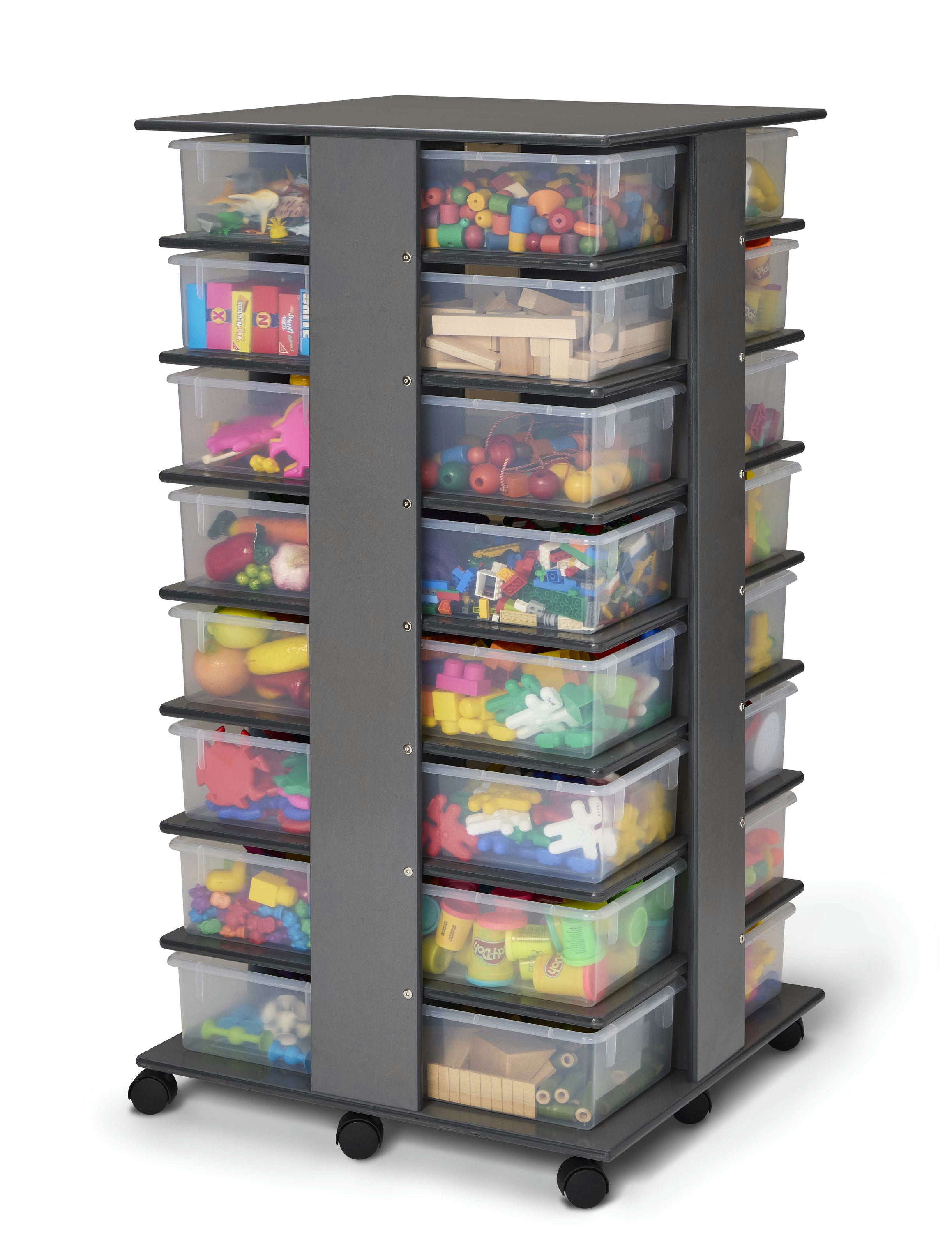 Jonti-Craft® 32 Tub Wooden Gray Mobile Storage Tower