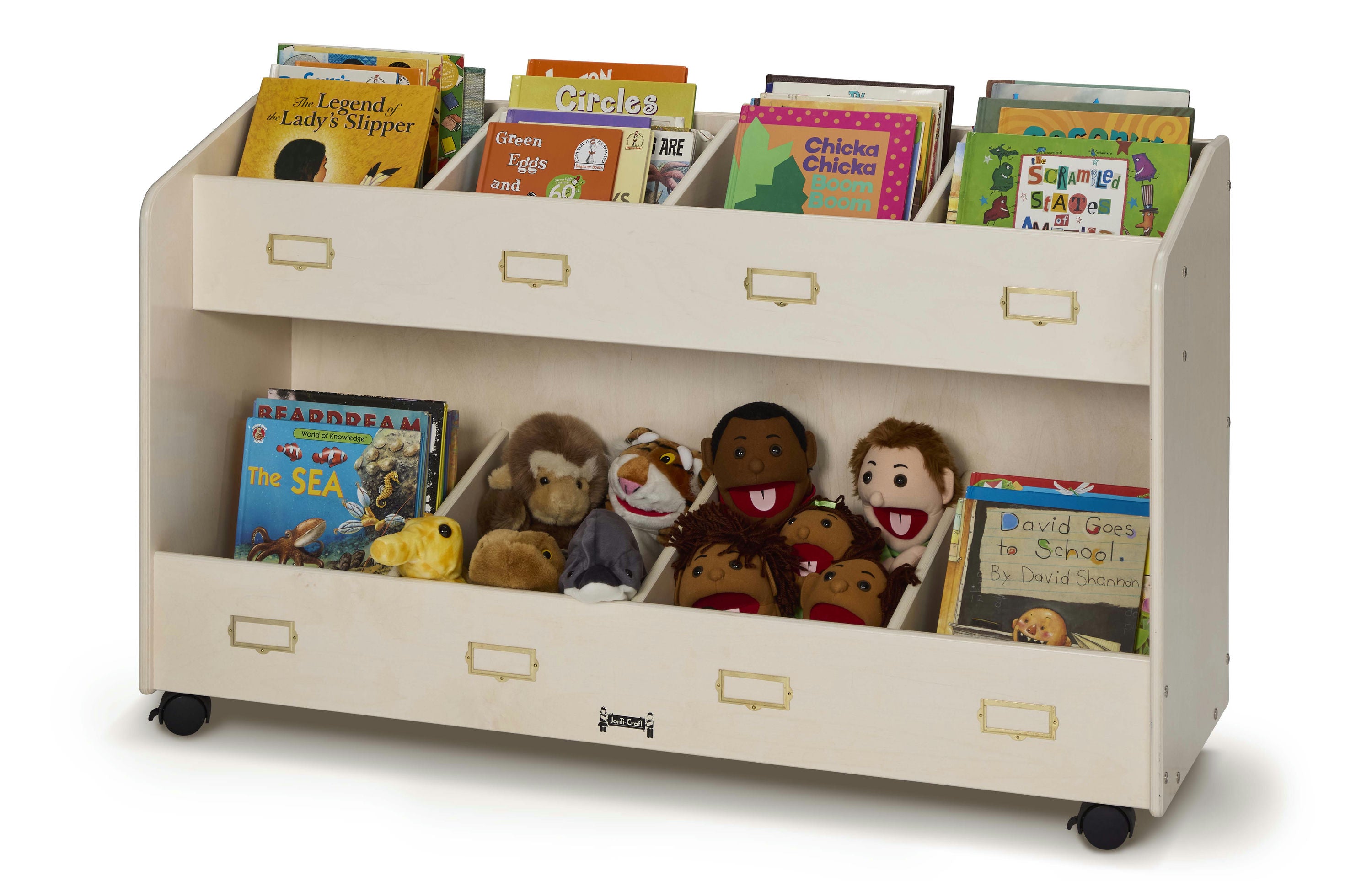 Jonti-Craft® 8 Section Mobile White Book Cart Organizer