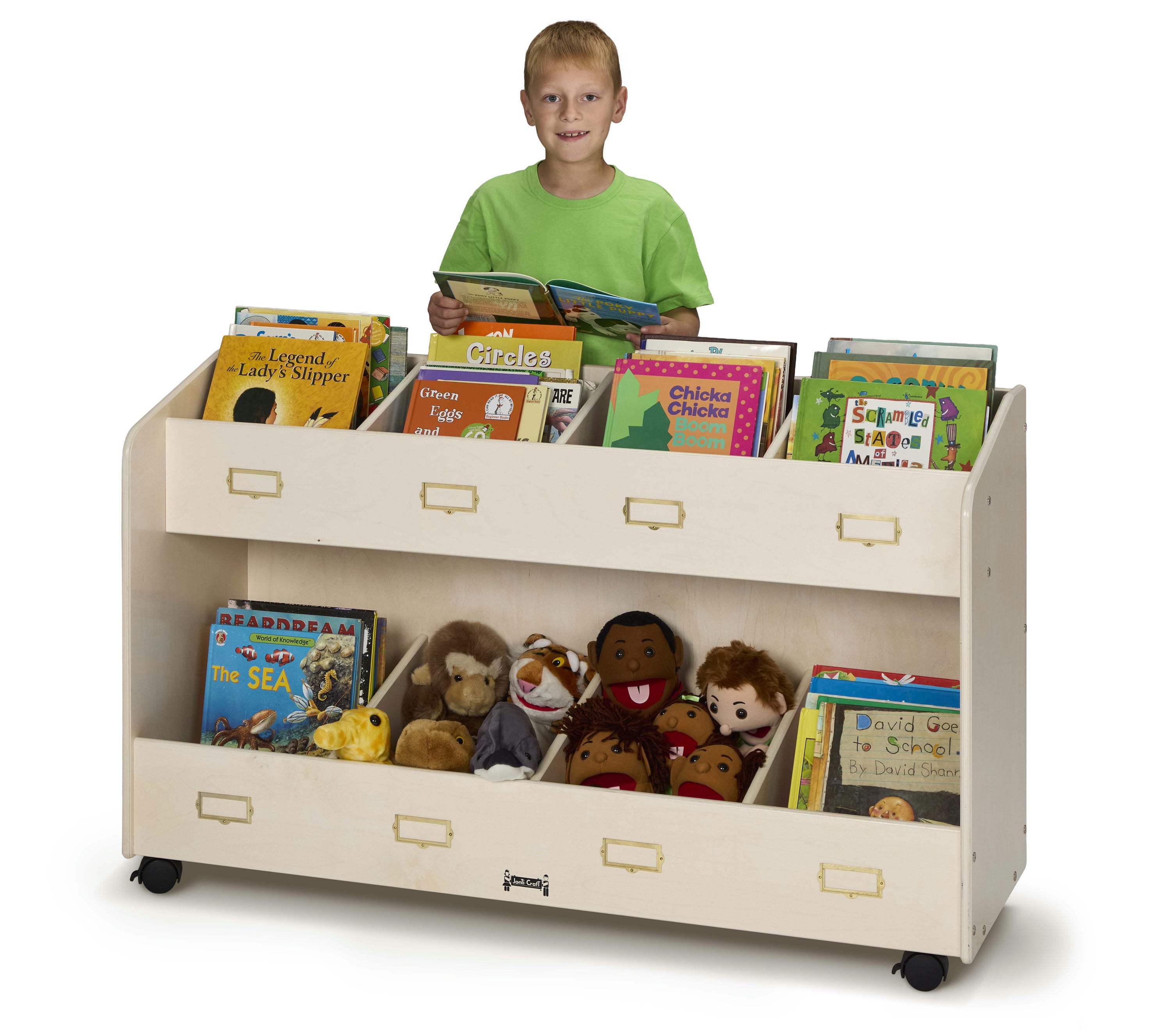 Jonti-Craft® 8 Section Mobile White Book Cart Organizer