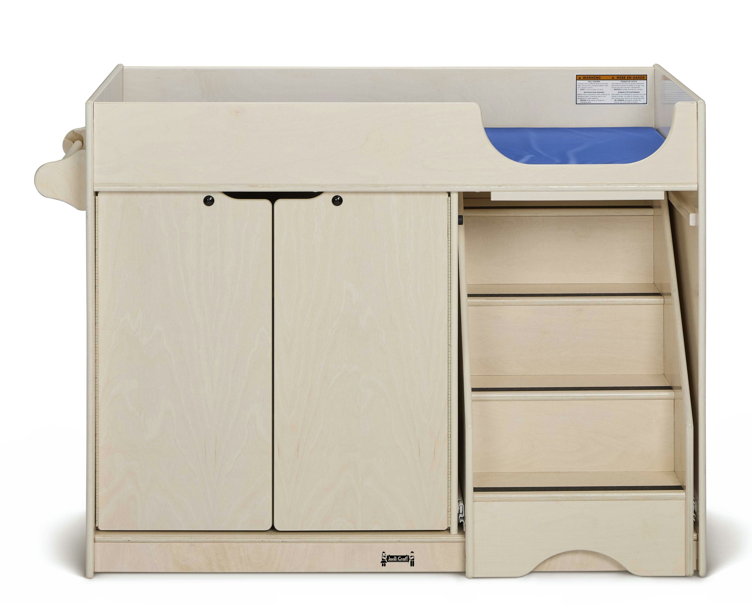 Jonti-Craft® White Wooden Diaper Changing Table With Right Stairs