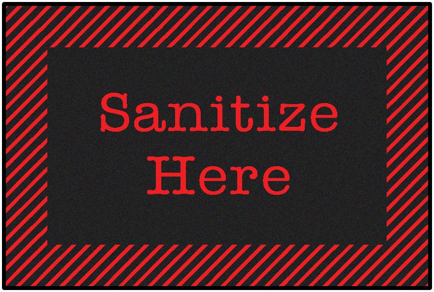 Red & Black Sanitize Here Zone Rug — SKU 37.21
