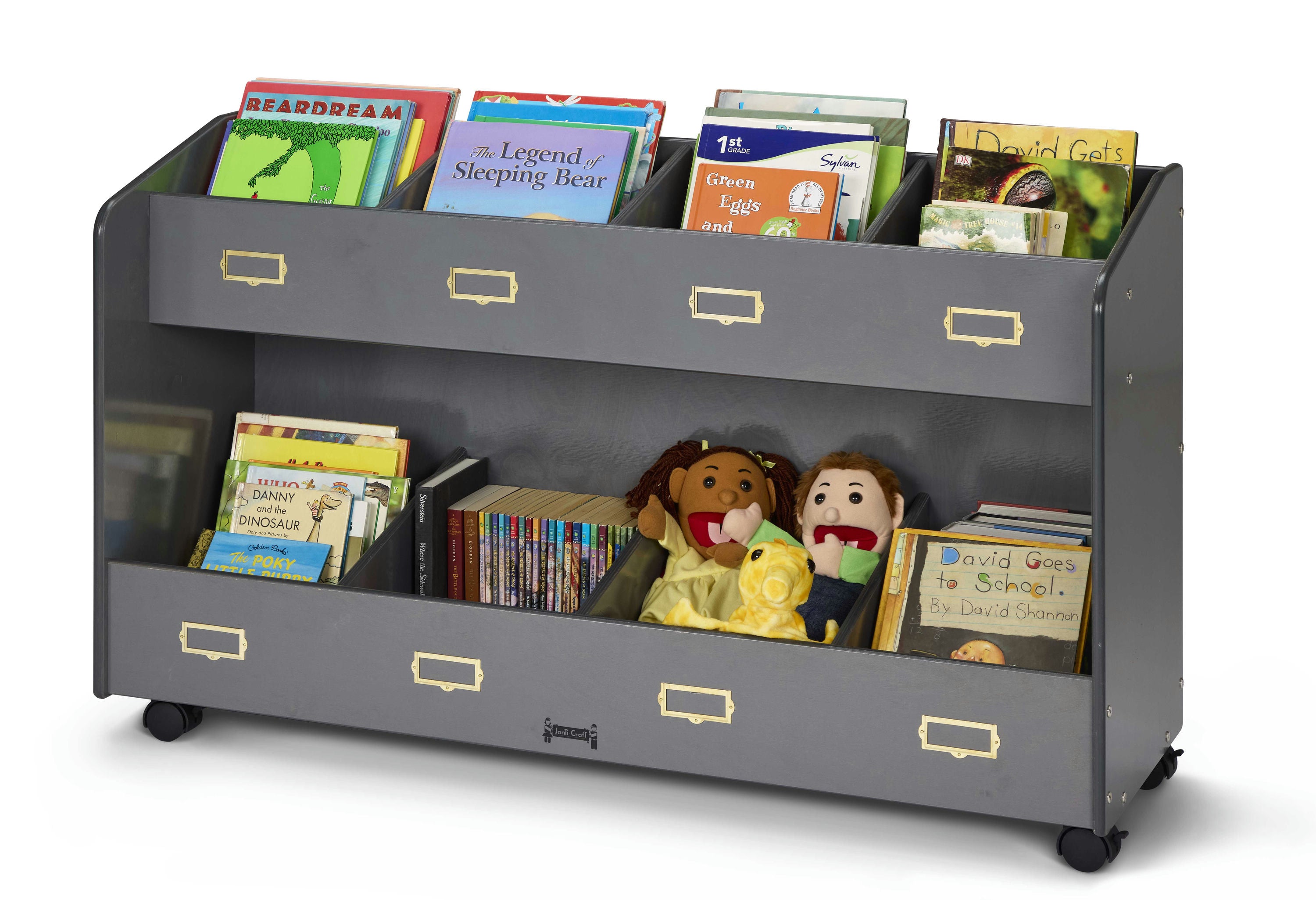 Jonti-Craft® 8 Section Mobile Gray Book Cart Organizer