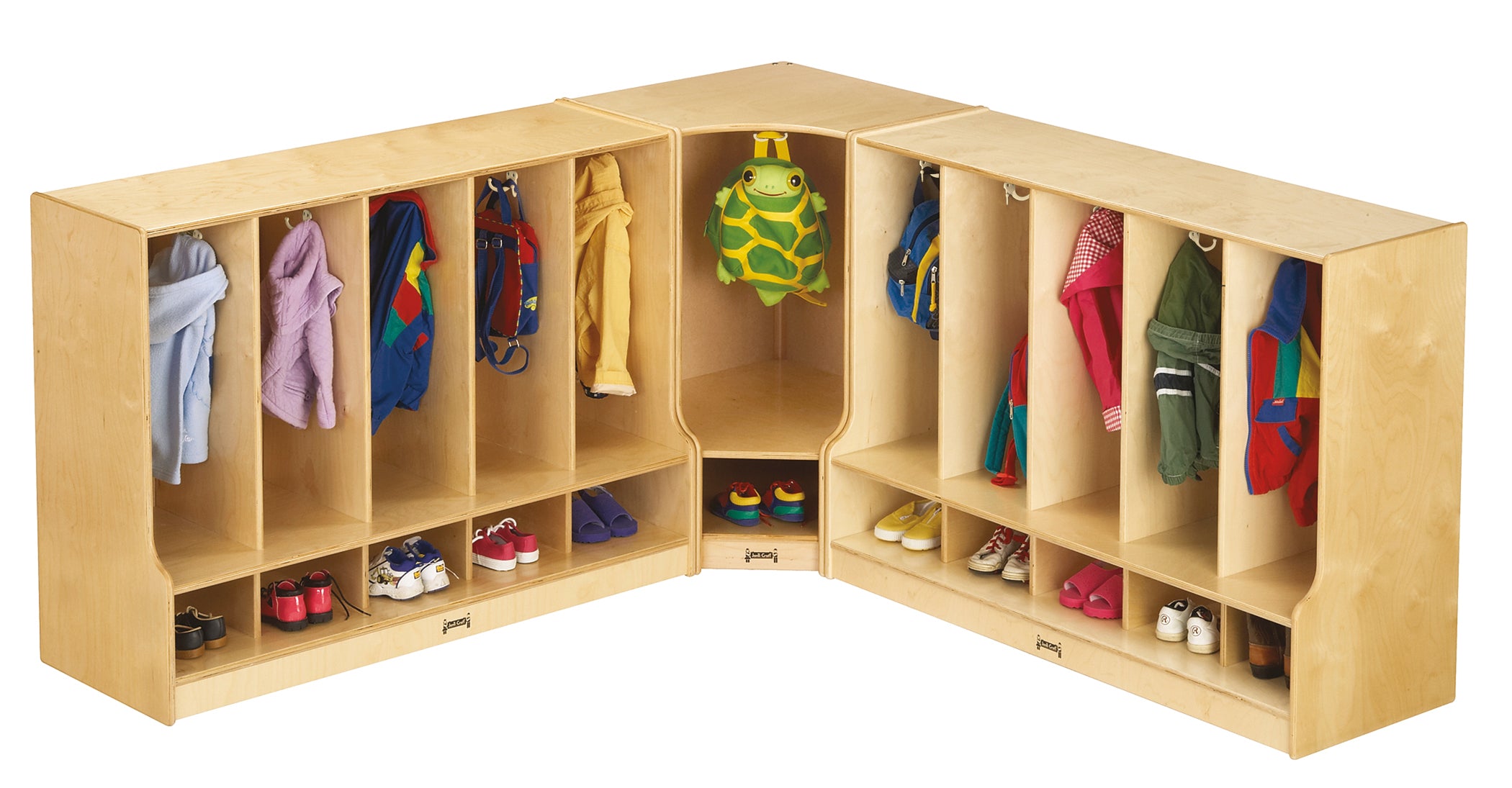 Jonti-Craft® Toddler 5 Section Coat Locker with Step