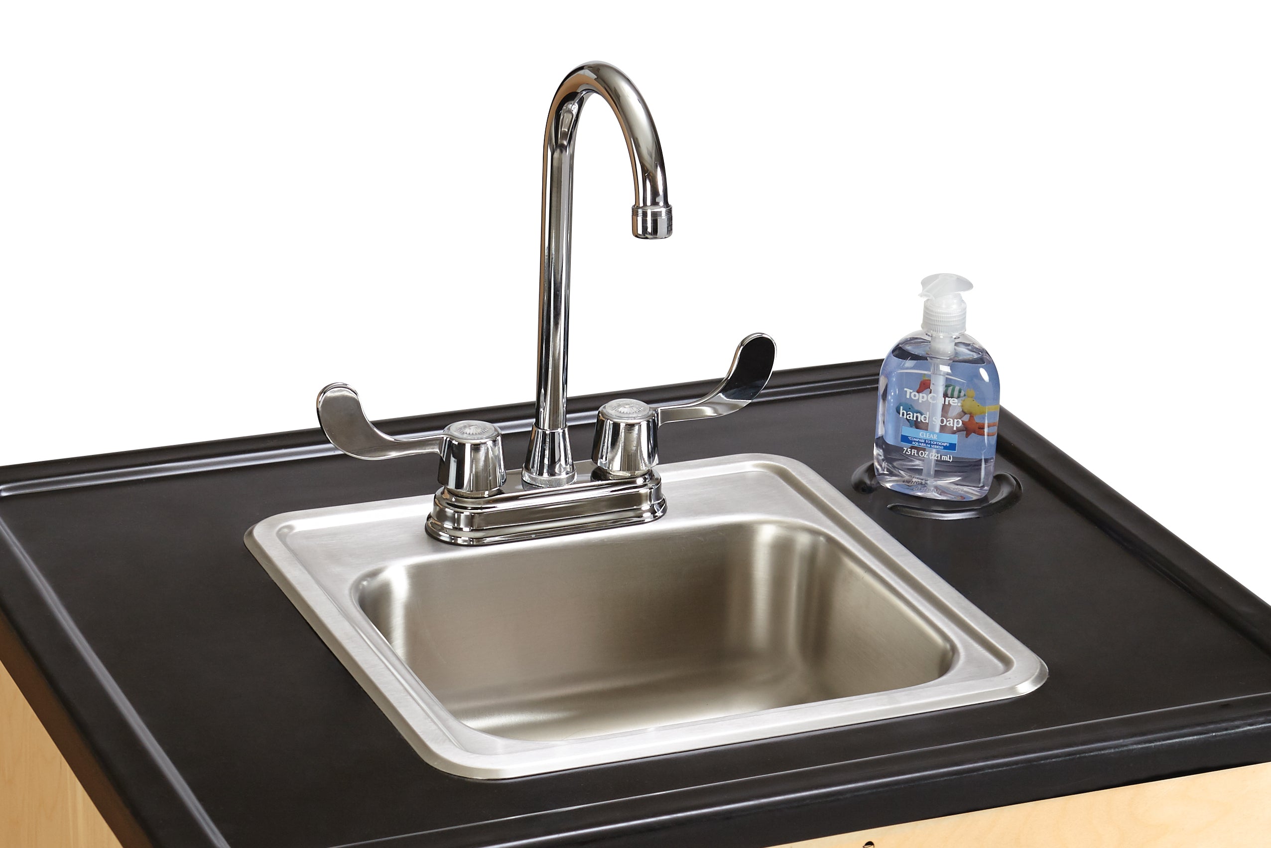 Jonti-Craft® Clean Hands Helper Portable Sink - 38" Counter - Stainless Steel Sink - Plumbing Required — 1373JC_1371JC_chrome-sink.jpg