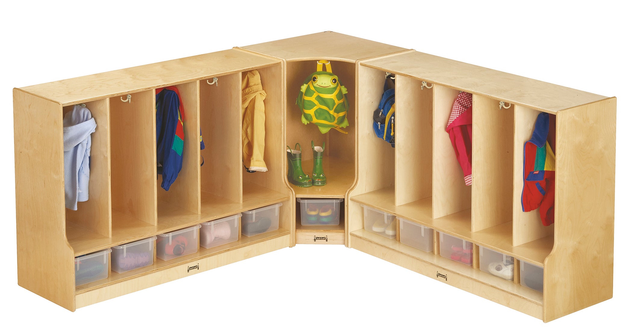 Jonti-Craft® Toddler 5 Section Coat Locker with Step — 66850JC_66830JC.jpg