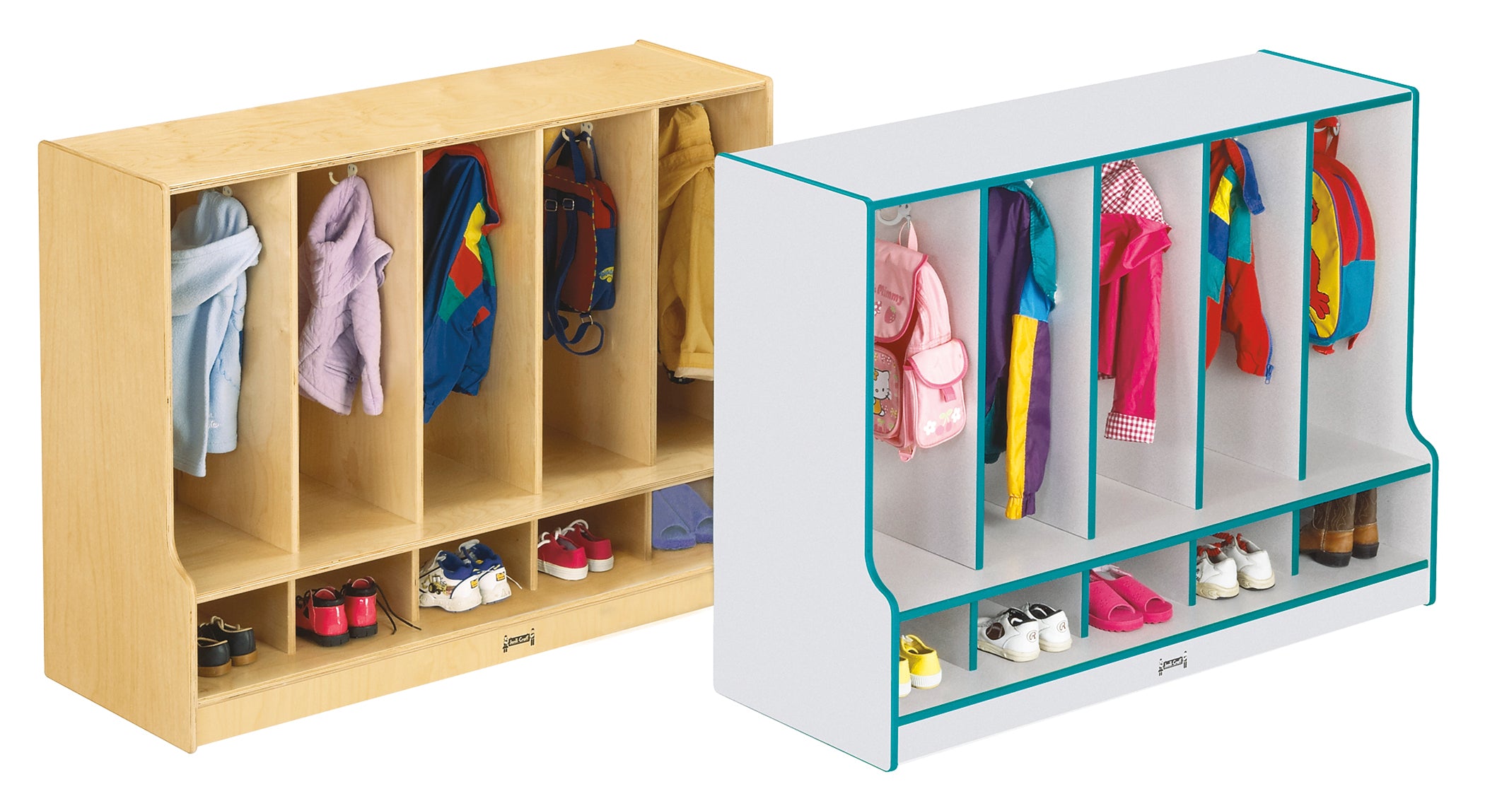 Jonti-Craft® Toddler 5 Section Coat Locker with Step — 6684JC_6684JCWW005.jpg