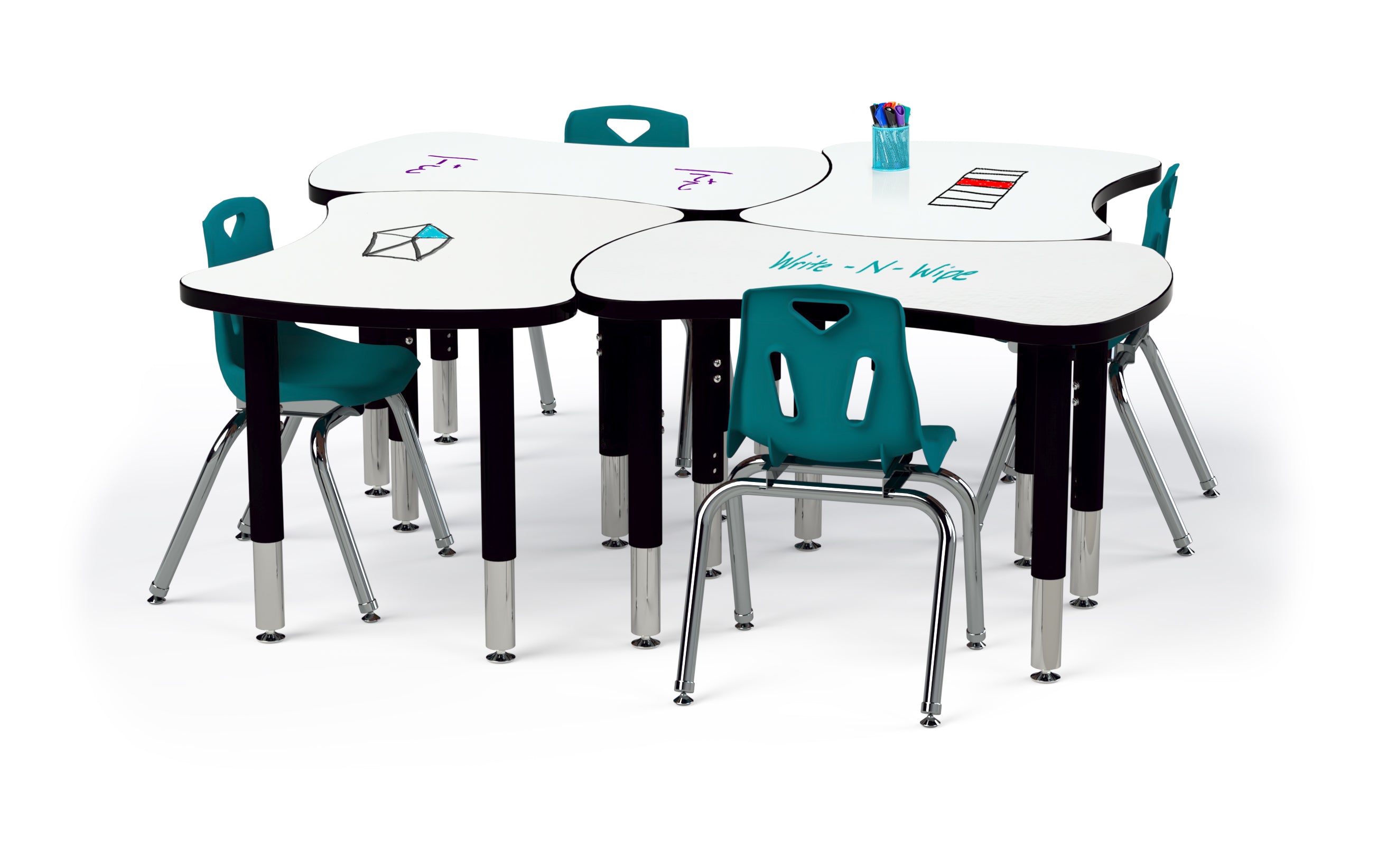 Berries® Dry Erase Collaborative Bowtie Table — 6310JCS420_group_wchairs.jpg
