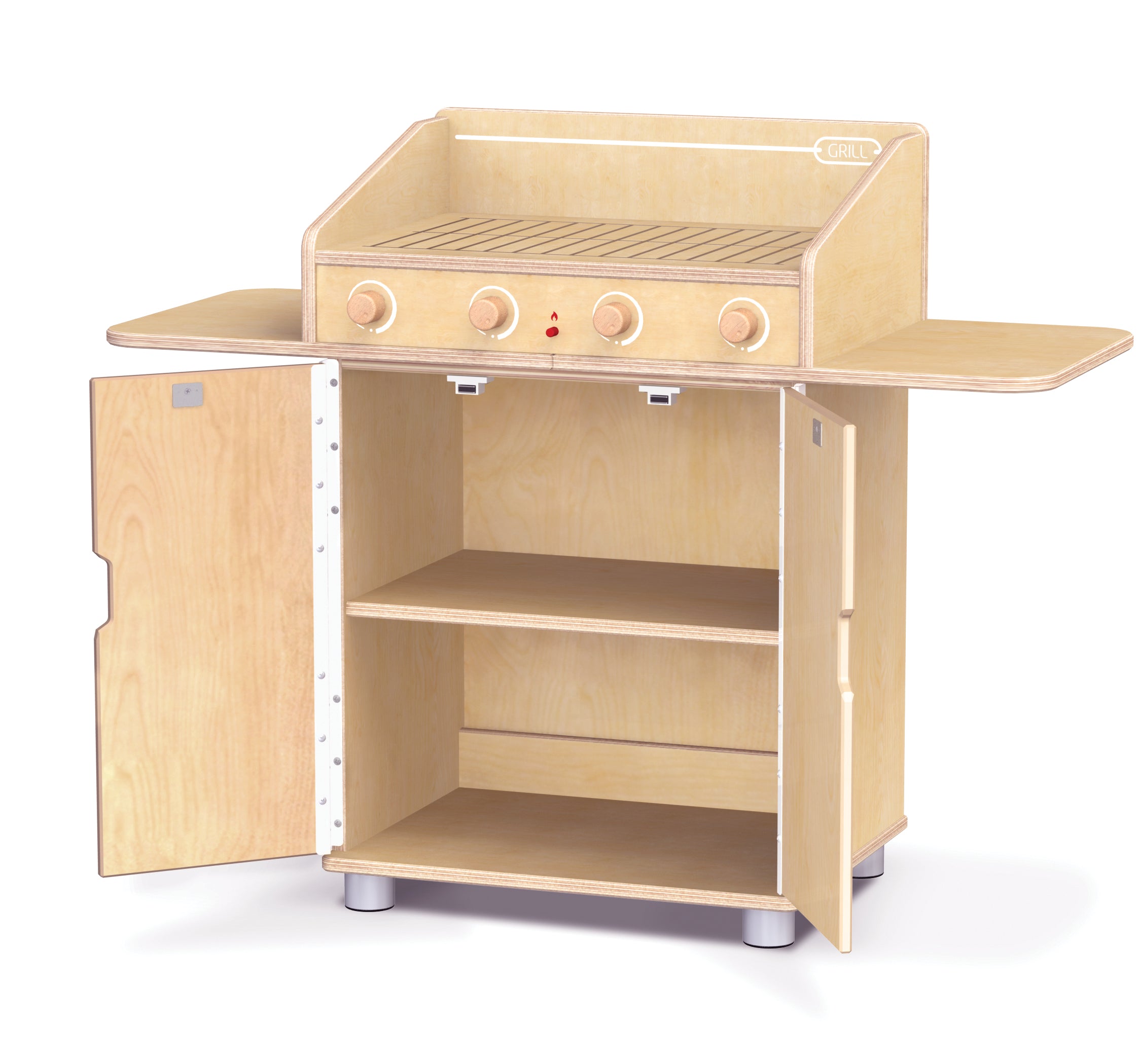 TrueModern® Kids Wooden Play Cooking BBQ/Barbecue Little Grill Toy — 1739JC_open.jpg