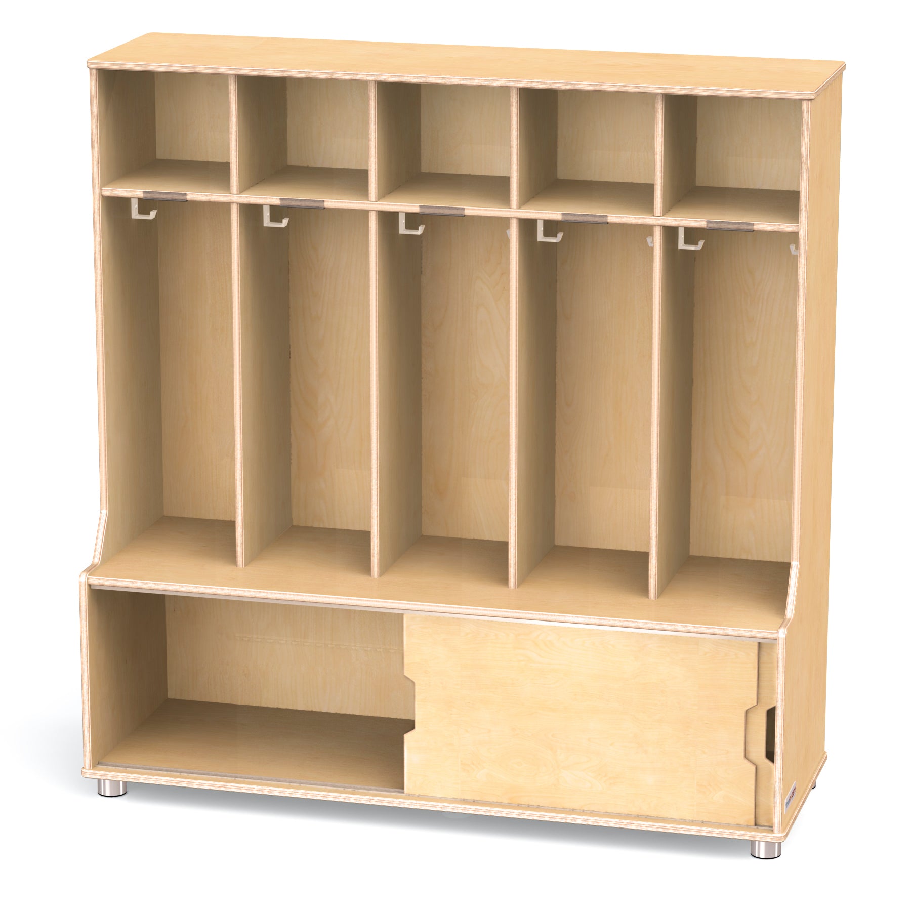 TrueModern® Wooden Classroom 5 Section Kids Locker With Storage — TMr_1720JC-open.jpg