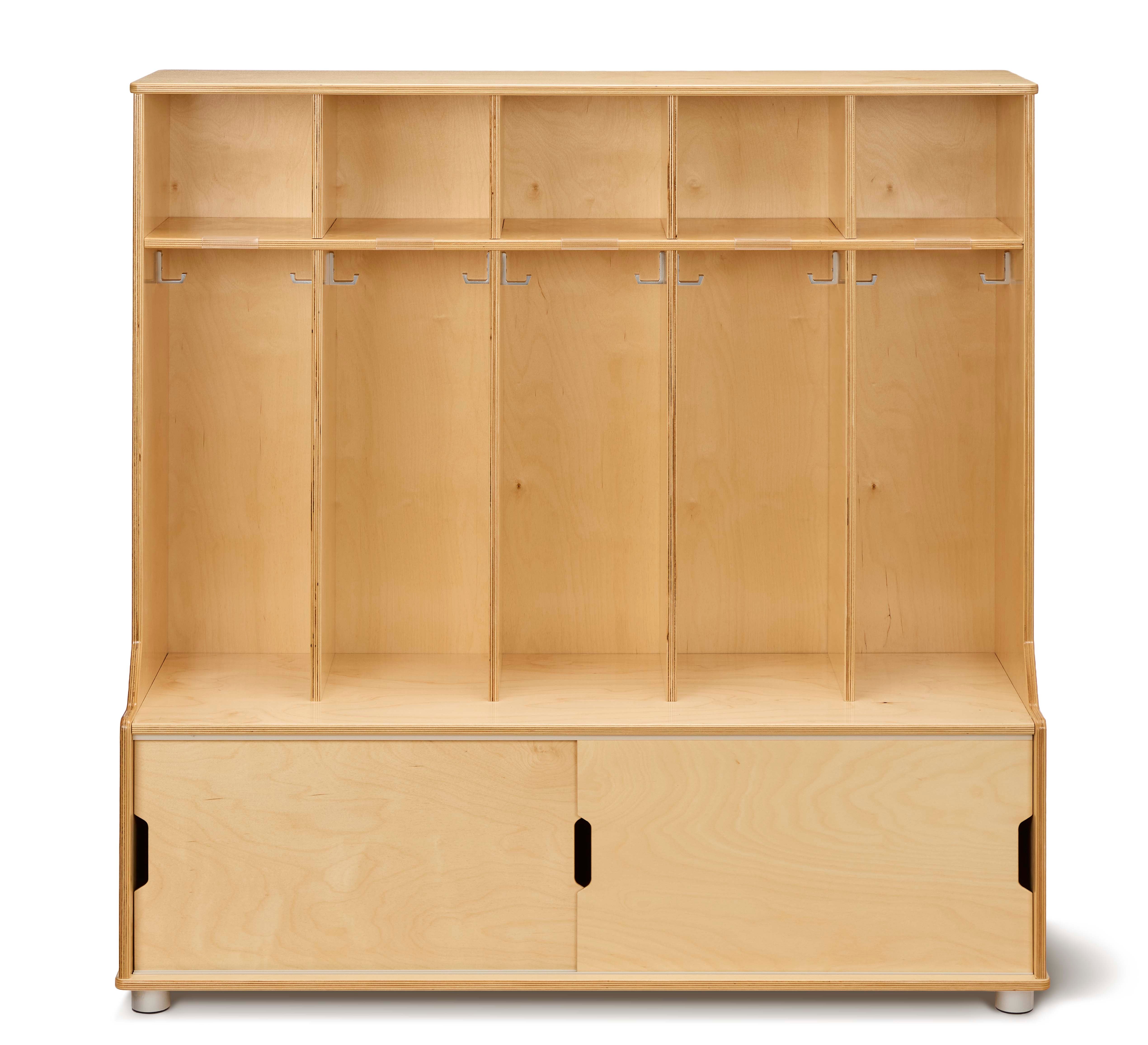 TrueModern® Wooden Classroom 5 Section Kids Locker With Storage — 1720JC_front.jpg