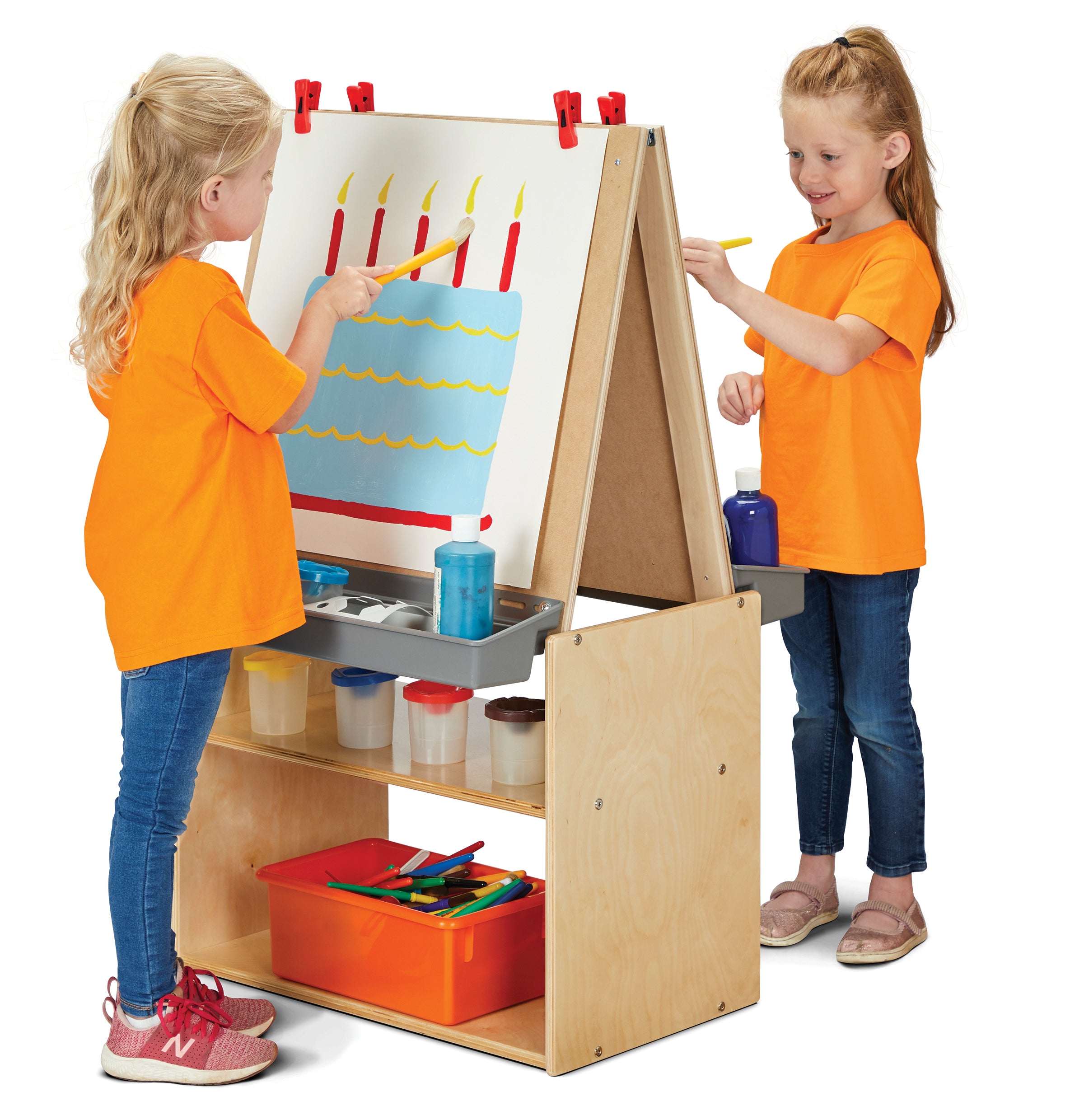 Young Time® 2 Sided Wooden Classroom Art Center Easel With Storage — 7092YT_wkids.jpg