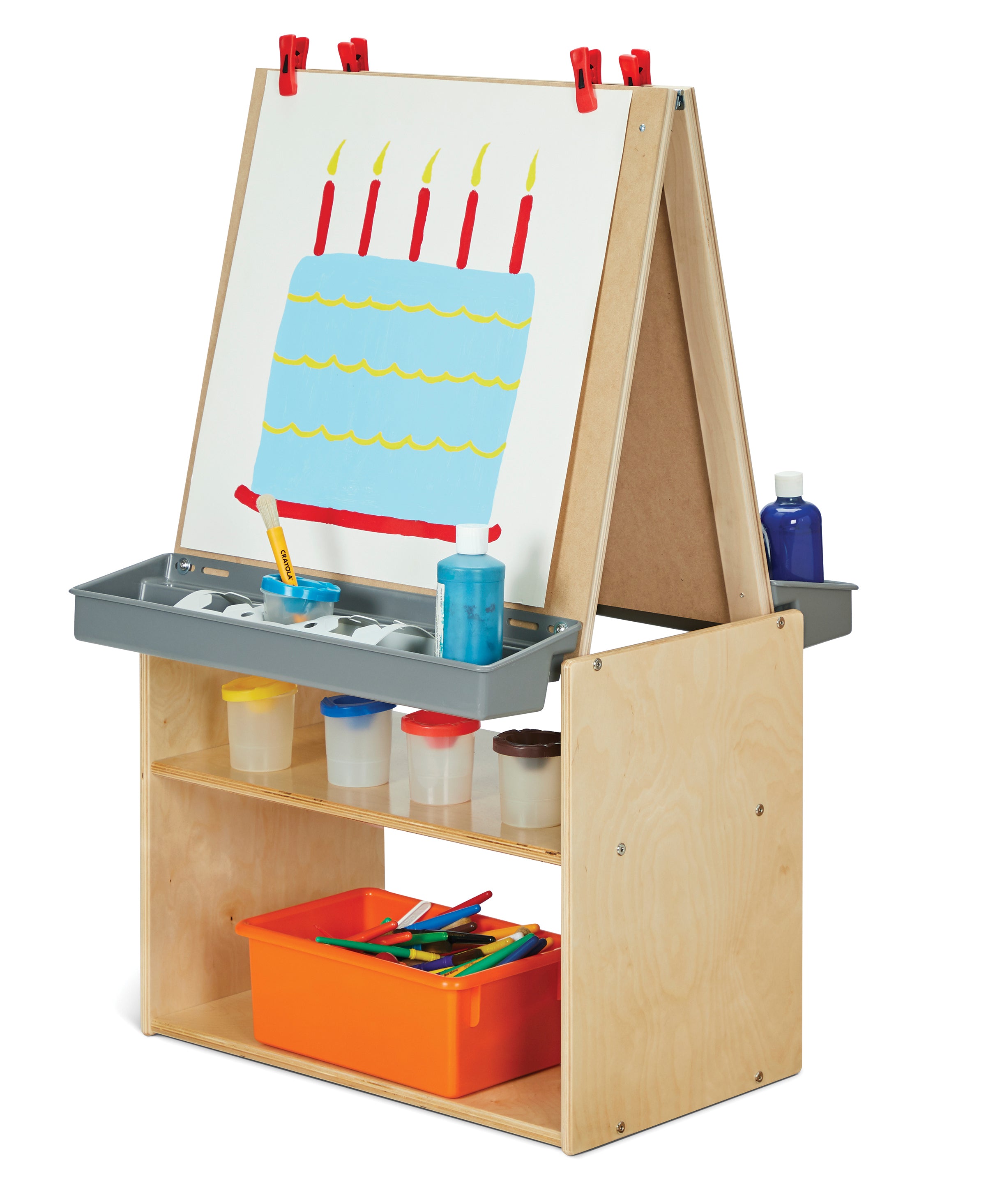 Young Time® 2 Sided Wooden Classroom Art Center Easel With Storage — 7092YT.jpg