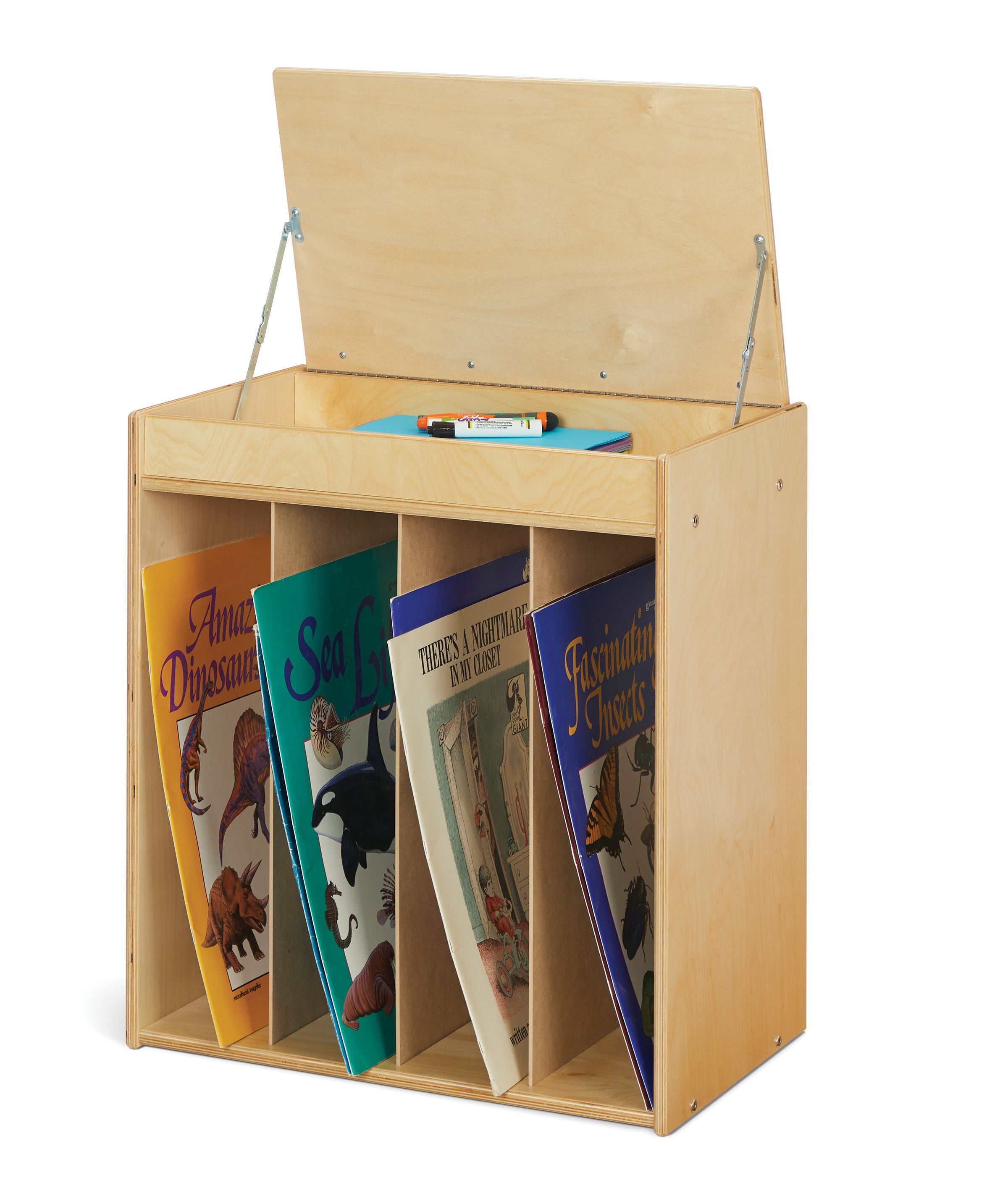 Young Time® Wooden Classroom Lift Top Book Easel With Storage — 7094YT_back.jpg