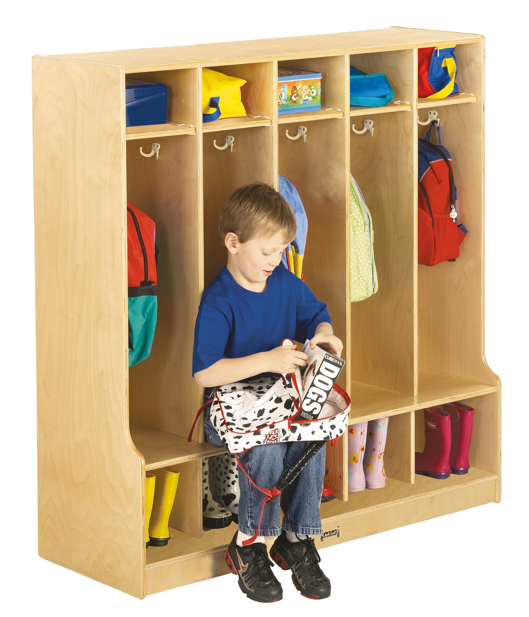 Jonti-Craft® 5 Section Coat Locker with Step