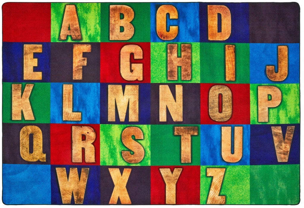 Rustic Wood Literacy Seating Rug - Primary — SKU 61216