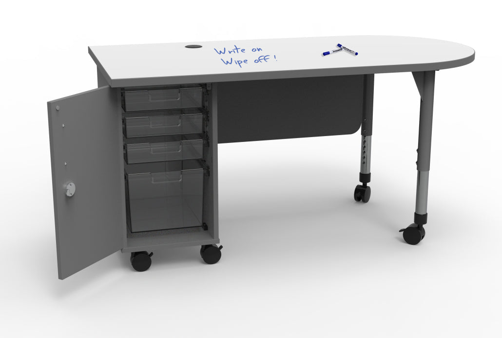Teacher’s Desk — Single Pedestal — Whiteboard — representative whiteboard finish; configuration options vary