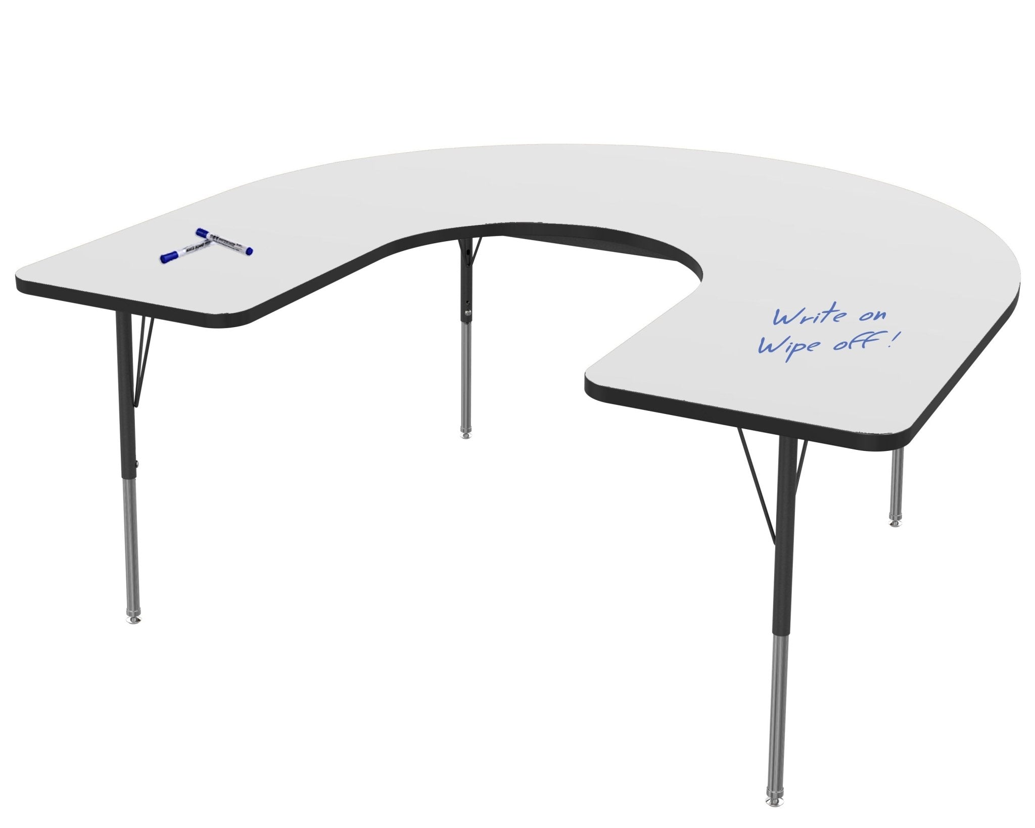 MG2200 Series Horseshoe Activity Tables — Whiteboard — representative whiteboard tabletop; size and finish options vary