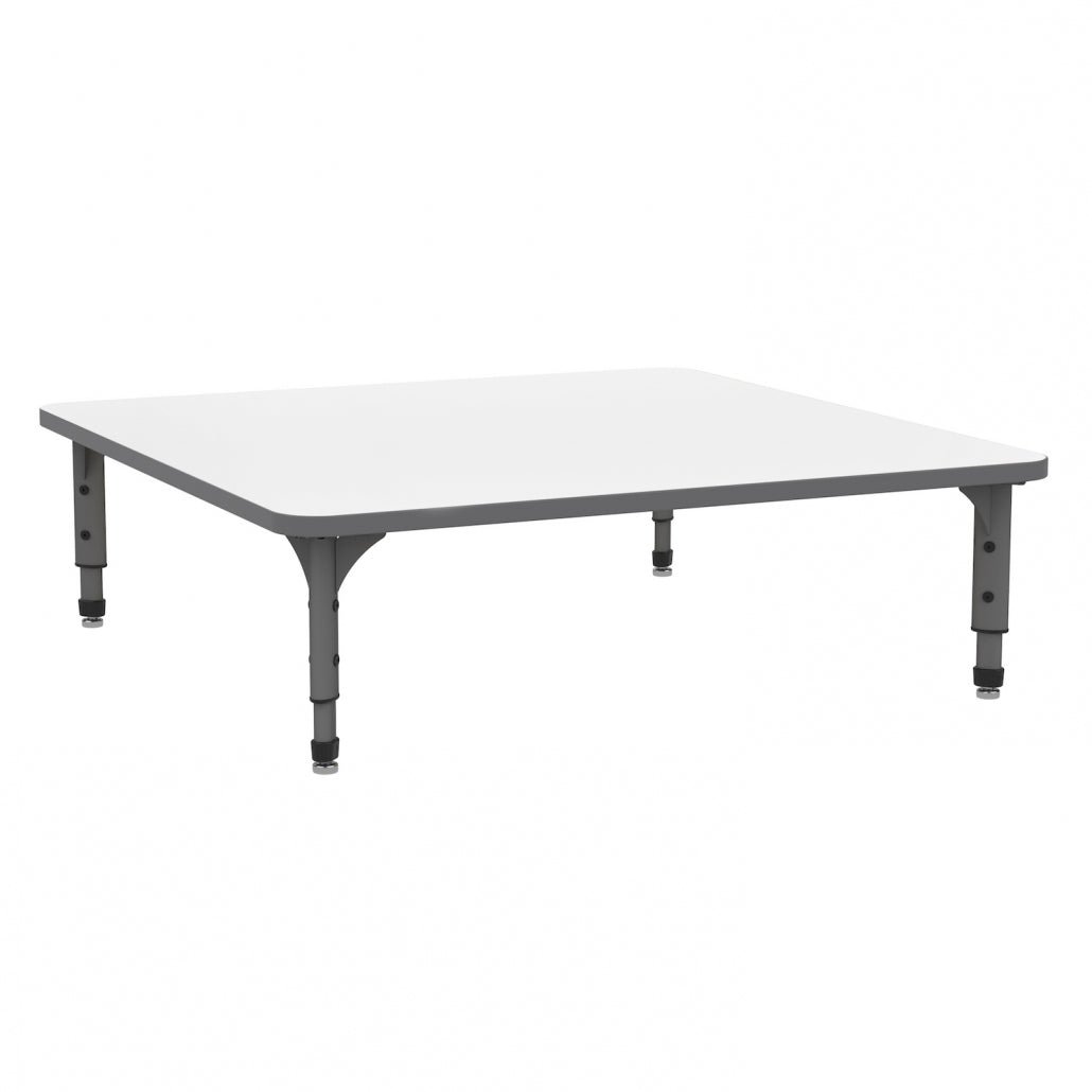 Square Floor Table — Whiteboard — representative whiteboard tabletop; size and finish options vary