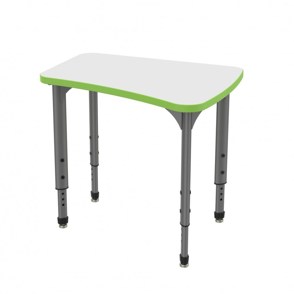 Apex™ Flare Student Desks — Whiteboard — representative whiteboard tabletop; size and finish options vary