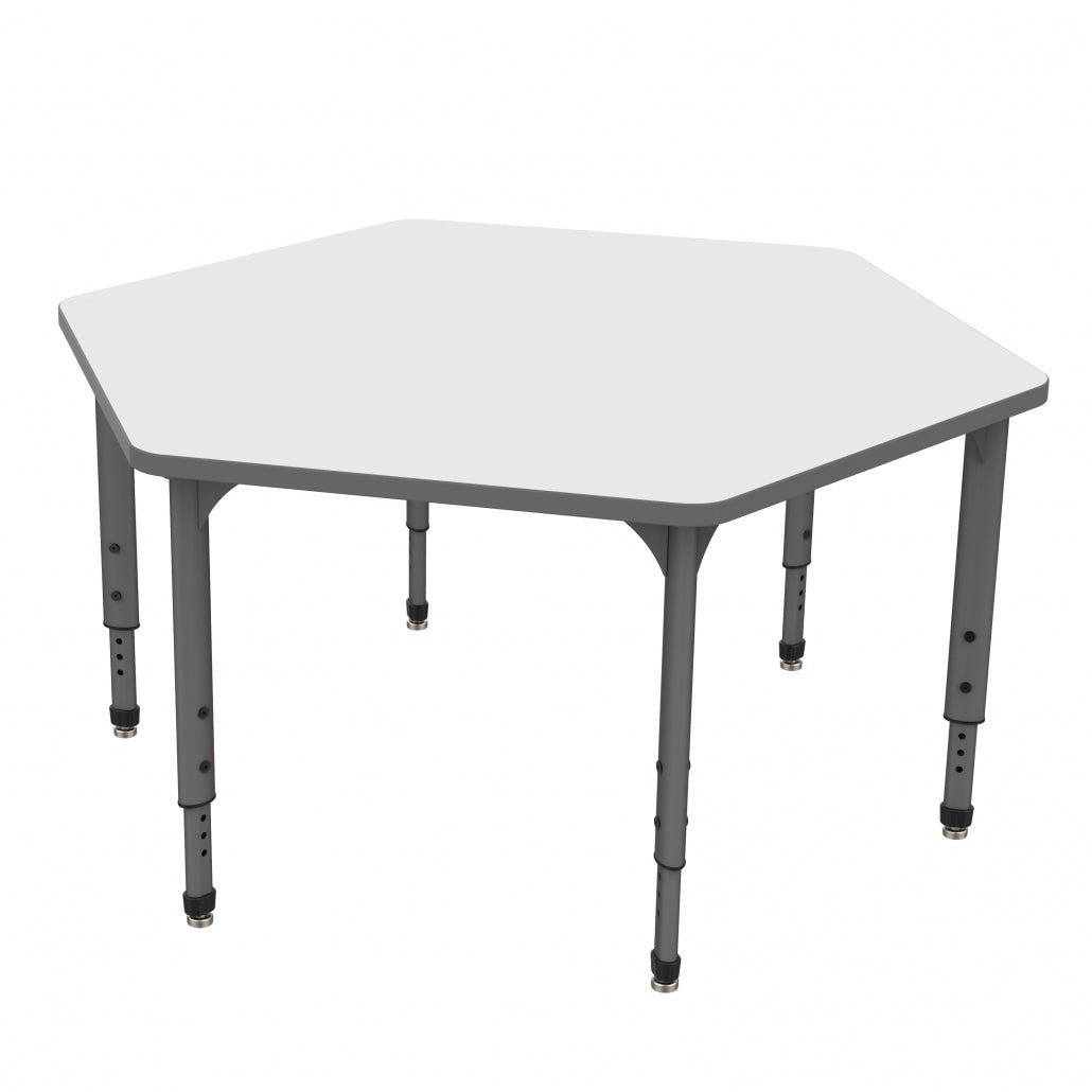 Apex™ Series Hexagon Table — Whiteboard — representative whiteboard tabletop; size and finish options vary