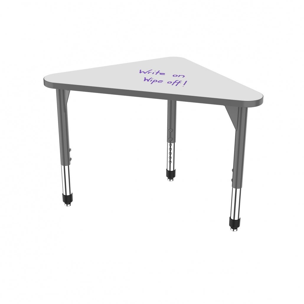 Premier™ Triangle Student Desk — Whiteboard — representative whiteboard tabletop; size and finish options vary