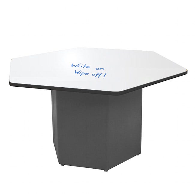 Sonik® Hexagon Table — Whiteboard — representative whiteboard finish; configuration options vary