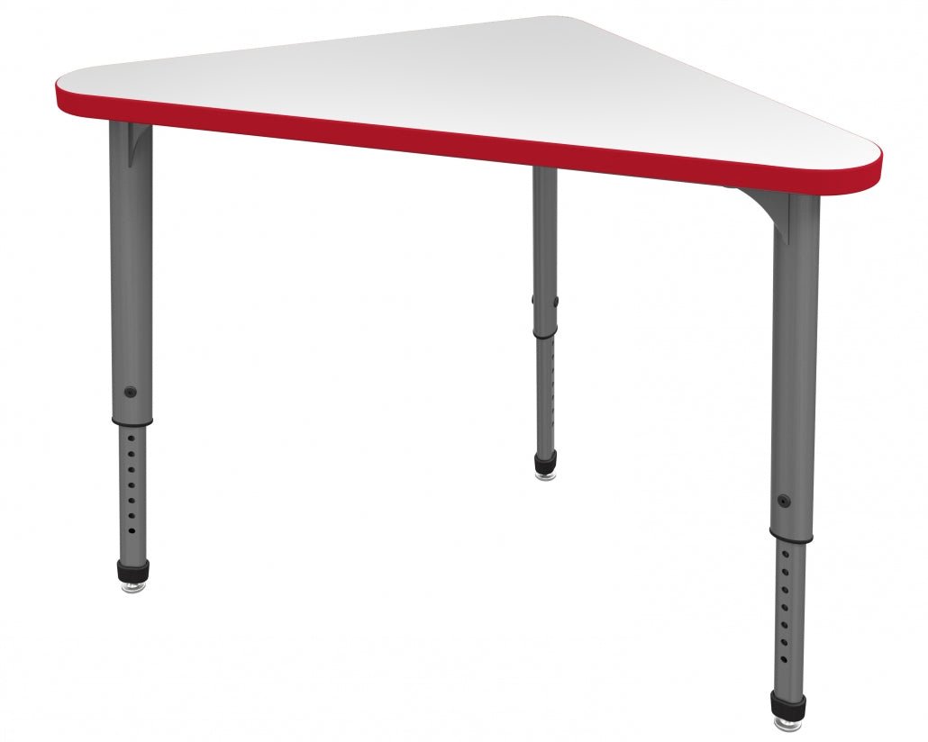 Apex™ Triangle Student Desks — Whiteboard — representative whiteboard tabletop; size and finish options vary