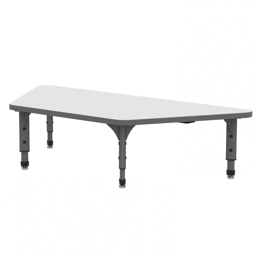 Trapezoid Floor Table — Whiteboard — representative whiteboard tabletop; size and finish options vary