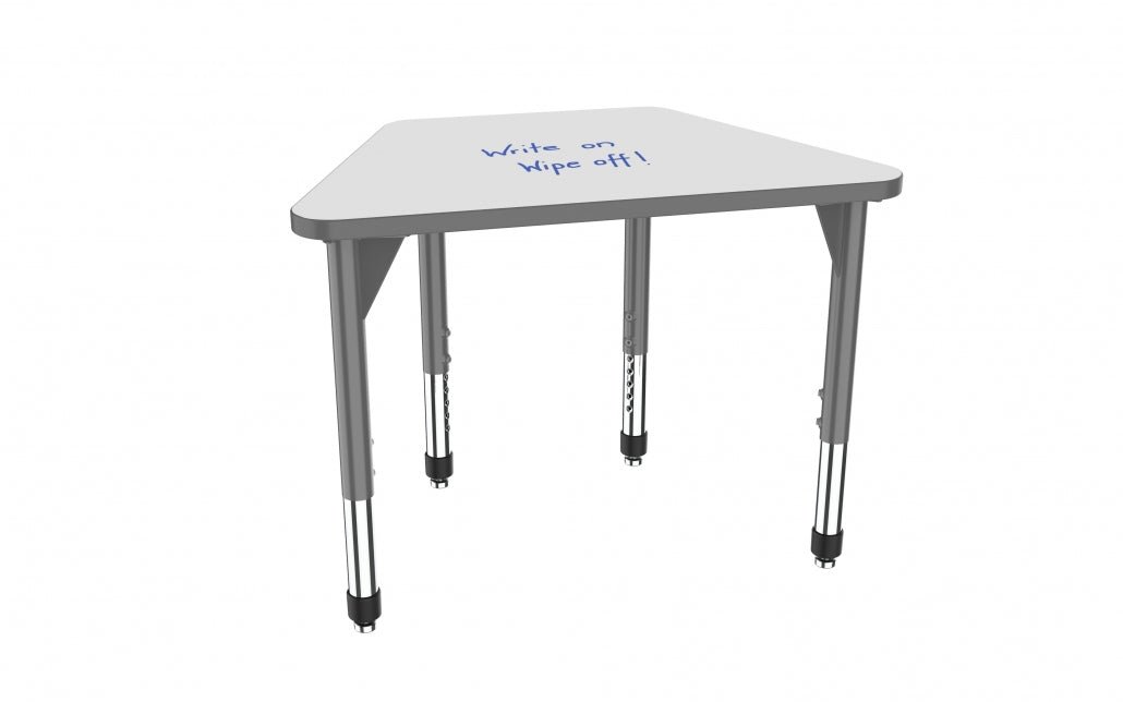 Premier™ Trapezoid Student Desk — Whiteboard — representative whiteboard tabletop; size and finish options vary