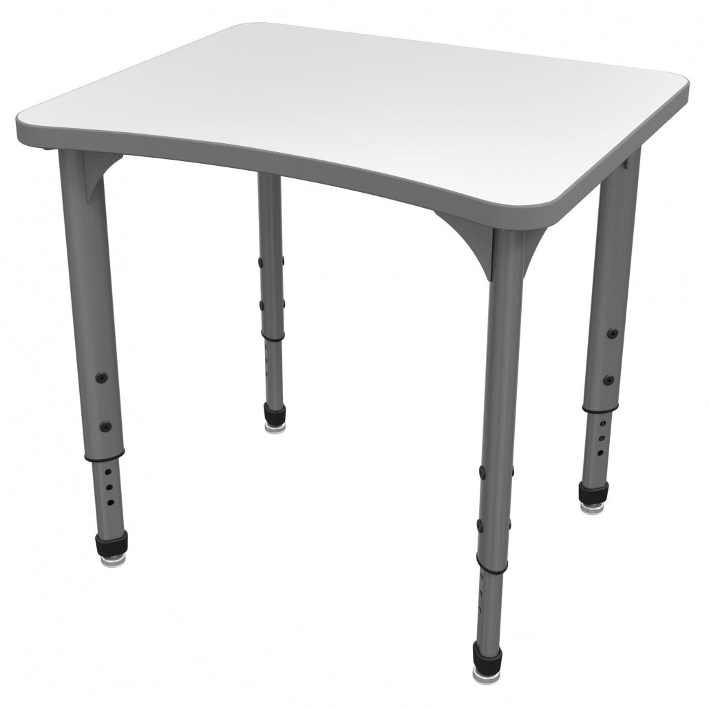 Apex™ Curve Student Desks — Whiteboard — representative whiteboard tabletop; size and finish options vary