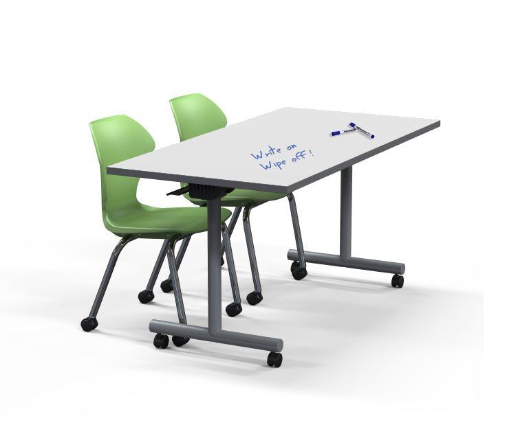 Flip and Nest Training Tables — Whiteboard — whiteboard top; chairs shown are not included