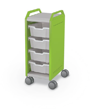 MooreCo Mini H2 — Standard / Left (Standard) / (4) 6" Totes / Handles. Verified matching front configuration; back panel is not visible. Finish representative.