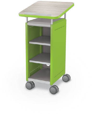 MooreCo Mini H2 — Standard / Left (Standard) / Shelves / Lectern. Verified matching front configuration; back panel is not visible. Finish representative.