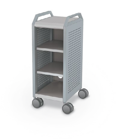 MooreCo Mini H2 — Peg / Left (Standard) / Shelves / Handles. Verified matching front configuration; back panel is not visible. Finish representative.