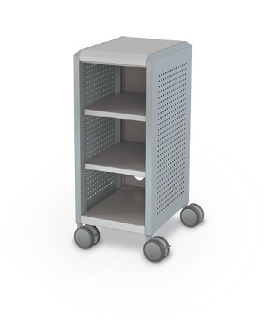 MooreCo Mini H2 — Peg / Left (Standard) / Shelves. Verified matching front configuration; back panel is not visible. Finish representative.