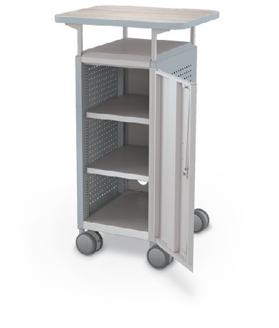 MooreCo Mini H2 — Peg / Right / Shelves / Laminate. Verified matching front configuration; back panel is not visible. Finish representative.