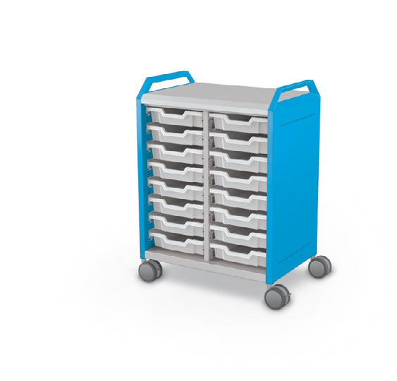 MooreCo Midi H2 — Standard / No Doors / (16) 3" Totes / Handles. Verified matching front configuration; back panel is not visible. Finish representative.