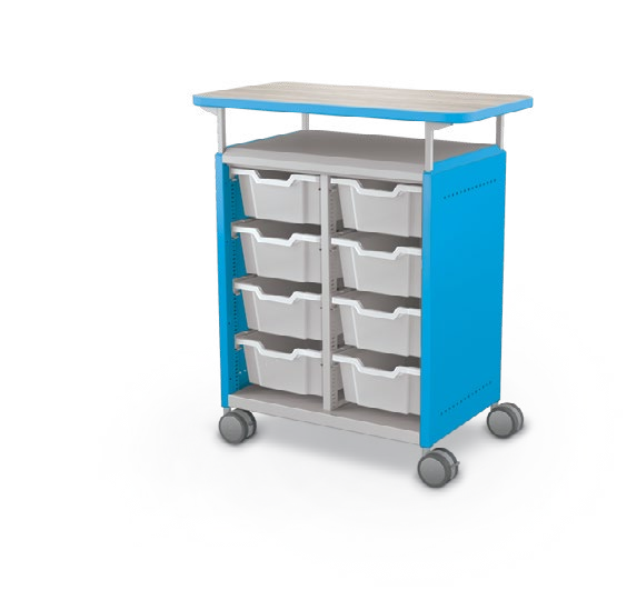 MooreCo Midi H2 — Standard / No Doors / (8) 6" Totes / Laminate. Verified matching front configuration; back panel is not visible. Finish representative.