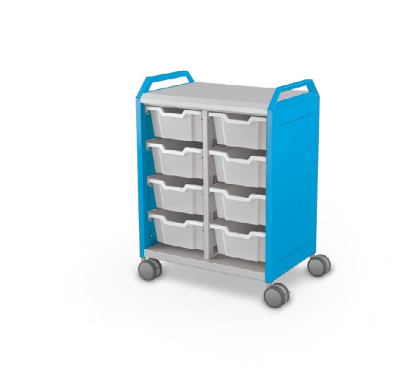 MooreCo Midi H2 — Standard / No Doors / (8) 6" Totes / Handles. Verified matching front configuration; back panel is not visible. Finish representative.