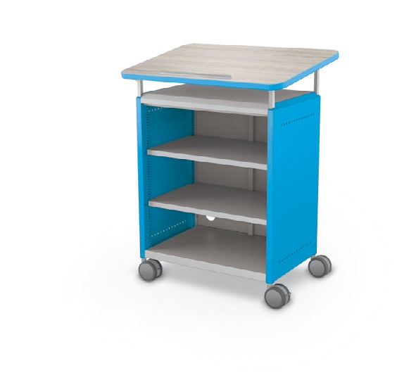 MooreCo Midi H2 — Standard / No Doors / Shelves / Lectern. Verified matching front configuration; back panel is not visible. Finish representative.