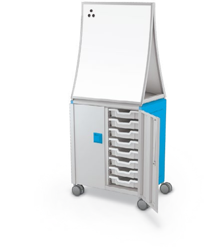 MooreCo Midi H2 — Standard / With Doors / (16) 3" Totes / Ogee. Verified matching front configuration; back panel is not visible. Finish representative.