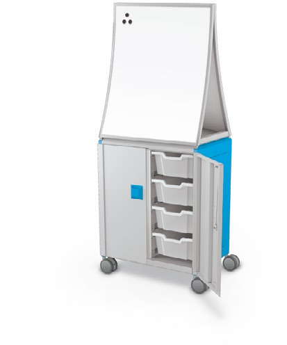 MooreCo Midi H2 — Standard / With Doors / (8) 6" Totes / Ogee. Verified matching front configuration; back panel is not visible. Finish representative.