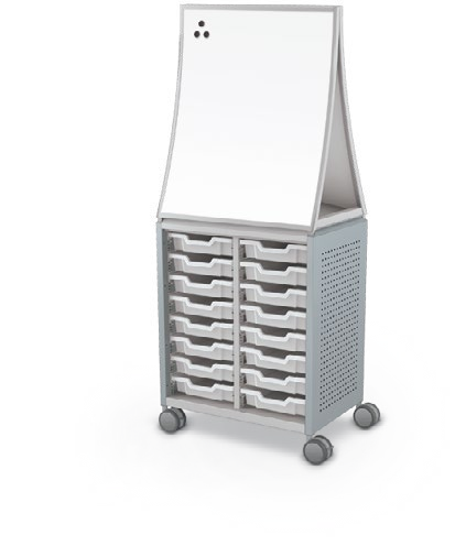 MooreCo Midi H2 — Peg / No Doors / (16) 3" Totes / Ogee. Verified matching front configuration; back panel is not visible. Finish representative.