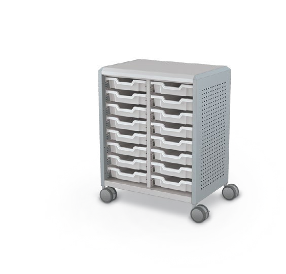 MooreCo Midi H2 — Peg / No Doors / (16) 3" Totes. Verified matching front configuration; back panel is not visible. Finish representative.