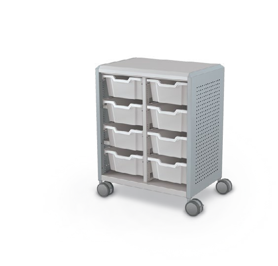 MooreCo Midi H2 — Peg / No Doors / (8) 6" Totes. Verified matching front configuration; back panel is not visible. Finish representative.