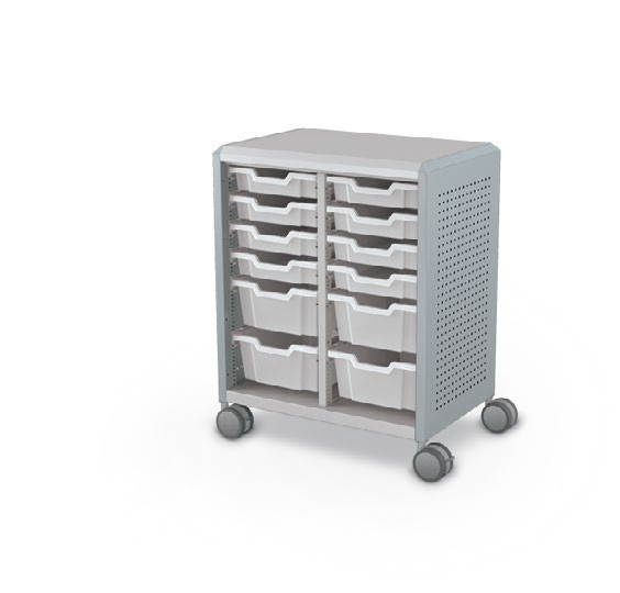 MooreCo Midi H2 — Peg / No Doors / (8) 3" Totes + (4) 6" Totes. Verified matching front configuration; back panel is not visible. Finish representative.