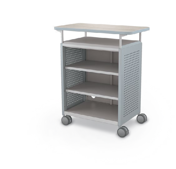 MooreCo Midi H2 — Peg / No Doors / Shelves / Laminate. Verified matching front configuration; back panel is not visible. Finish representative.