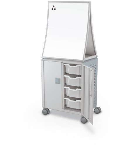 MooreCo Midi H2 — Peg / With Doors / (8) 6" Totes / Ogee. Verified matching front configuration; back panel is not visible. Finish representative.